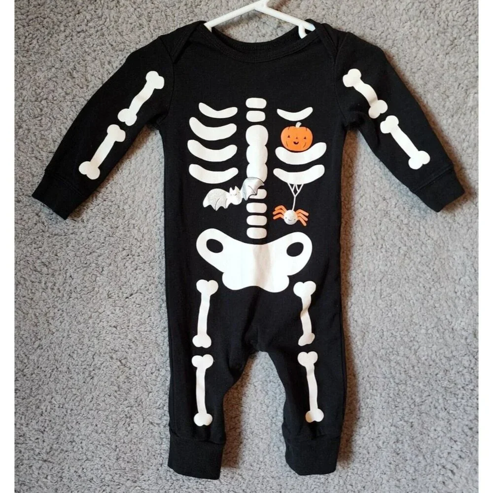 Carter's Baby Halloween‎ Black Skeleton Bones One Piece Costume Baby Size 6M